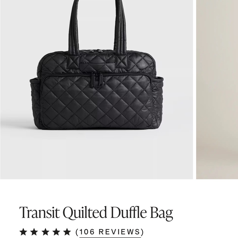 Quince Black Quilted Travel Bag with Luxurious Design